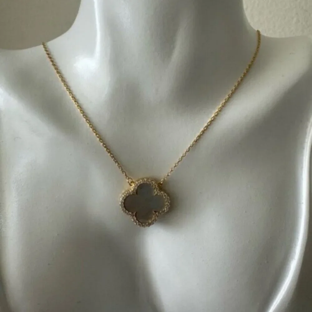 Rachel Zoe Sterling Silver 925 Gold Plated Clever Reversibl Necklace Pearl Onyx - Picture 7 of 16